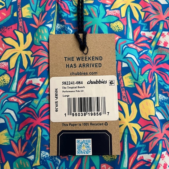 CHUBBIES The Tropical Bunch Performance Polo 2.0 Shirt Large NWT Banana Palm - Picture 5 of 5